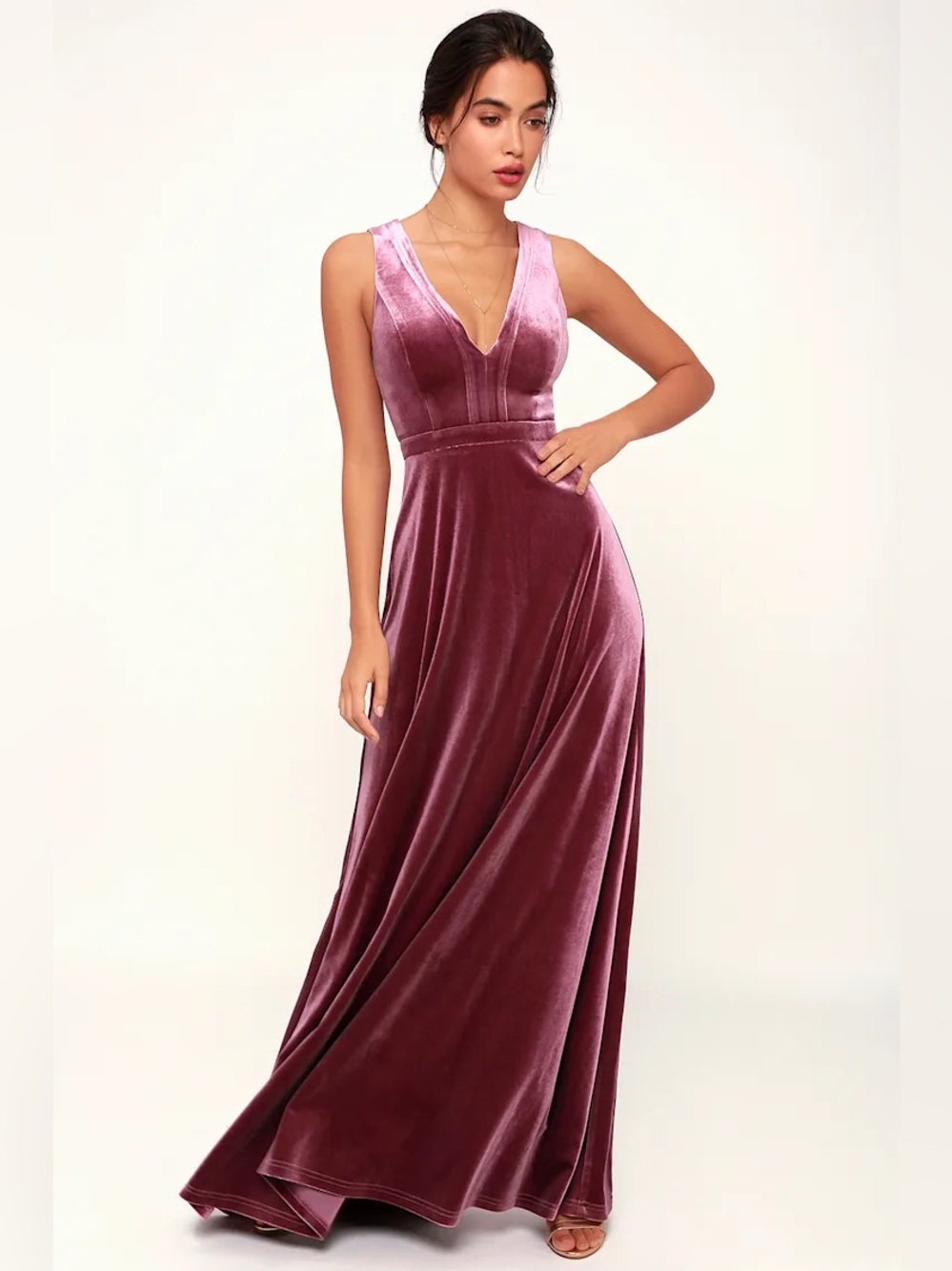 Lulus Magenta Velvet Maxi Dress